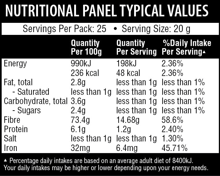 Ultimate Fibre Chocolate Nutritional Information